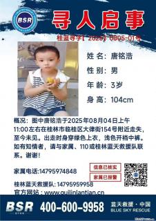 【寻人启事】图中唐铭浩于2025年08月04日上午11:00左右在桂林市临桂区大律街154号附近走失 - 铜川28生活网 tc.28life.com